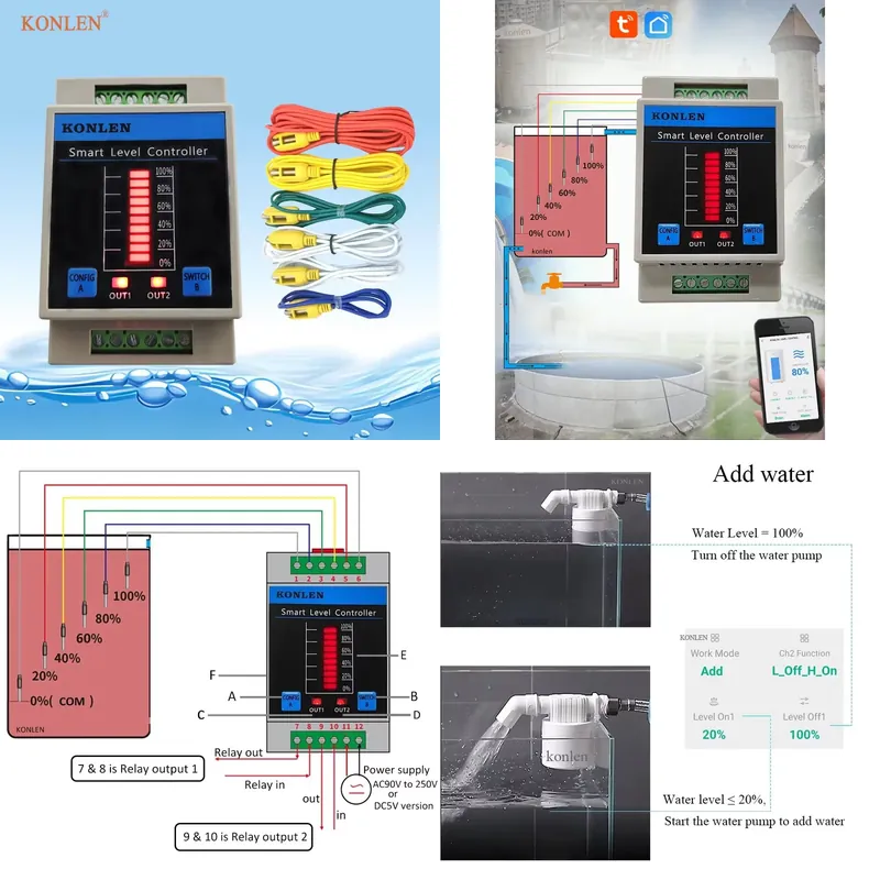 Water Alarm Sensor - KONLEN Water Level Sensor WIFI Water