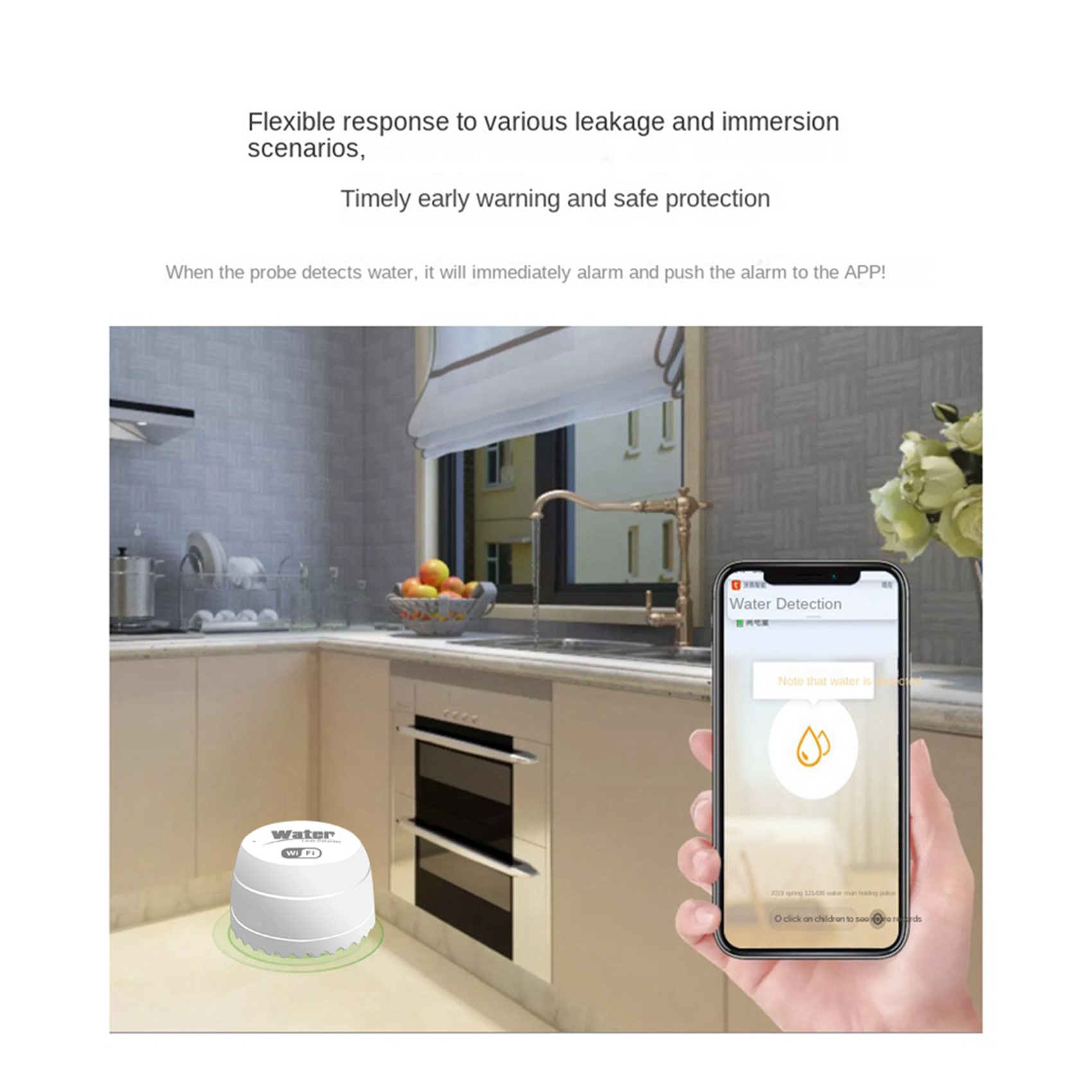 Water Alarm Sensor - ABKW-3X Wifi Crow Smart Water Detector